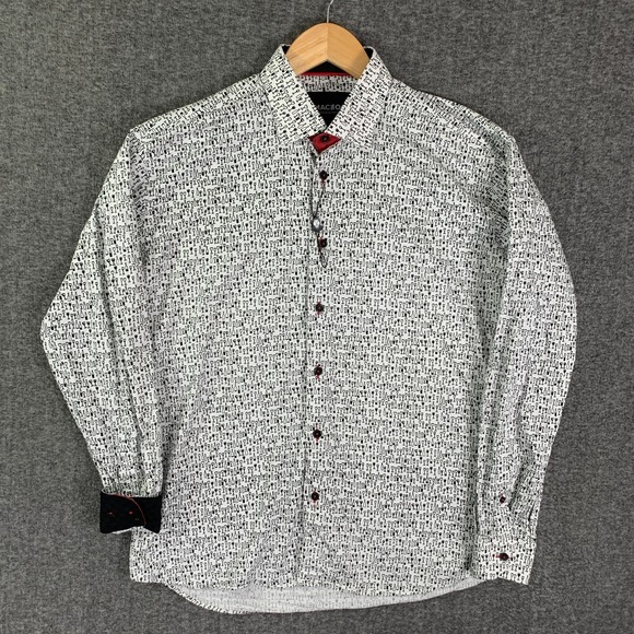 Maceeo Other - Maceeo Shirt Men Large Fibonacci Drinks White Flip Cuff Grometric Party Bold